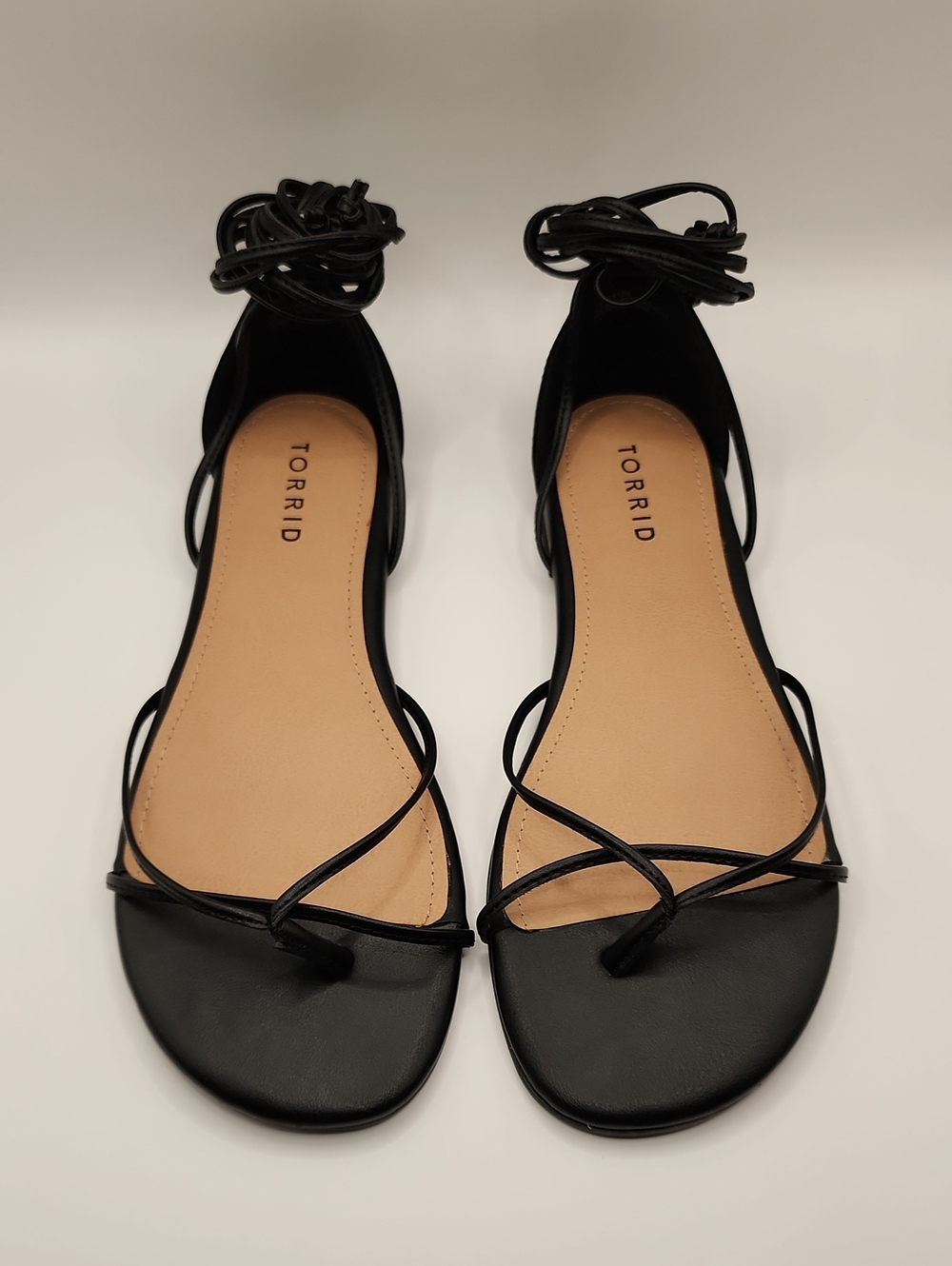 torrid Black Strappy Ankle Tie Sandals - Minimal Flat
